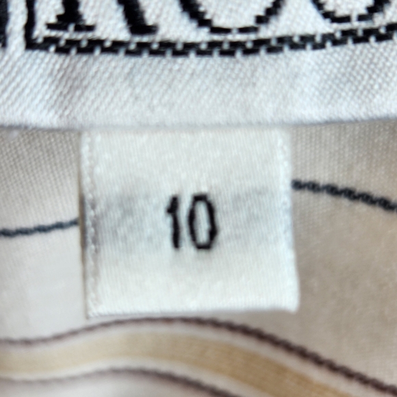 Russ Off-White w/ Stripes & Lace Button Down Top Size 10 - Picture 7 of 10